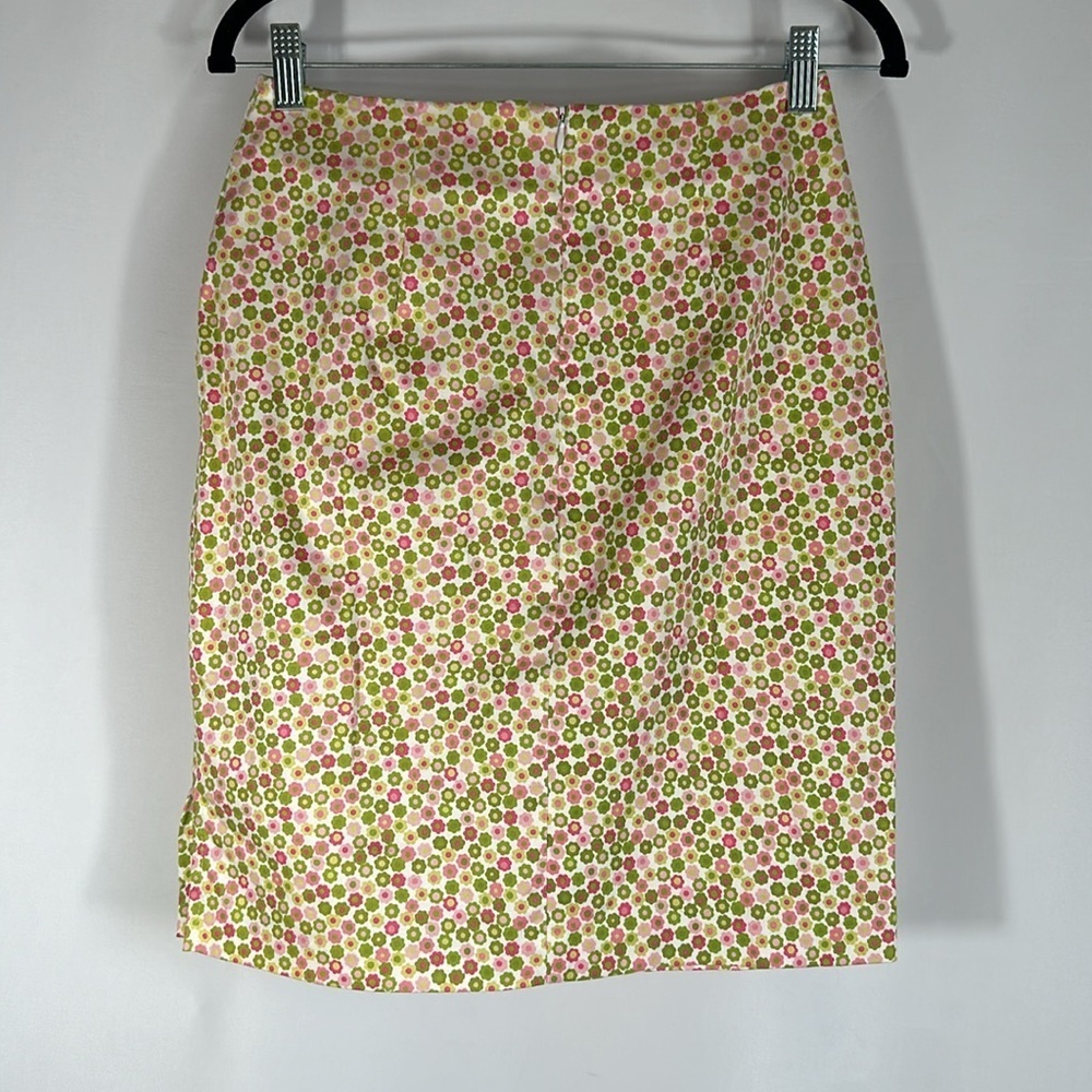 Annie Alexander Bright Green & Pink Floral Pencil Skirt Vintage Size 4 - Picture 9 of 9